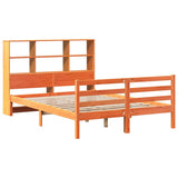 Bookcase Bed without Mattress Wax Brown 150x200 cm King Size Solid Wood 3321918