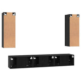 TV Cabinet Set Wall-mounted 5 pcs Black Oak Engineered Wood 3393451