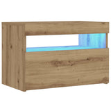 ZNTS Bedside Cabinet with LED Lights Artisan Oak 60x35x40 cm Engineered Wood 3329176