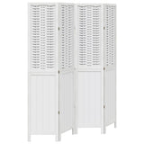 Room Divider 4 Panels White Solid Wood Paulownia 358722