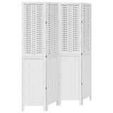 Room Divider 4 Panels White Solid Wood Paulownia 358722
