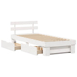 Bed Frame with Headboard White 90 x 190 cm Solid Pine Wood 872549
