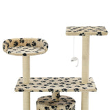 Cat Tree with Sisal Scratching Posts 95 cm Beige Paw Prints 170515