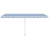 Freestanding Manual Retractable Awning 500x300 cm Blue/White 3069576