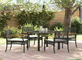 Garden Dining Set with Cushion 5 pcs Black Rattan 3380814
