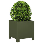 ZNTS Garden Planters 2 pcs Olive Green 30x30x30 cm Steel 851192