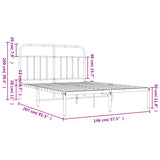 Metal Bed Frame without Mattress with Headboard Black 140x200cm 352579
