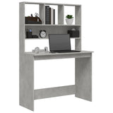 Desk with Shelves Concrete Grey 102x45x148 cm Engineered Wood 823004