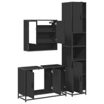 ZNTS 3 Piece Bathroom Furniture Set Black Engineered Wood 3301100