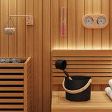 Sauna Accessory Set 5 pcs Black Aluminium and Solid Pine Wood 42023428