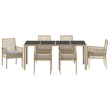 Garden Dining Set 7 pcs Beige Poly rattan 3334883