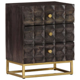 Bed Cabinet Black Solid mango wood, brass powder-coated iron Medium 320813