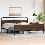 Metal Bed Frame without Mattress Brown Oak 200x200 cm 3318713
