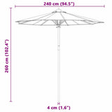 Garden Parasol Dark Grey 240 x 260 cm Bamboo 4108087