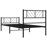 Metal Bed Frame without Mattress with Footboard Black 75x190cm 372187