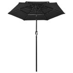 3-Tier Garden Parasol with Aluminium Pole Black 2 m 313858