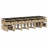 17 Piece Garden Dining Set with Cushions Beige Poly Rattan 3211366