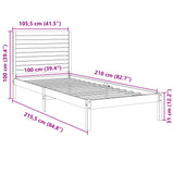 Extra Long Bed Frame without Mattress 100x210 cm Solid Wood 3309297