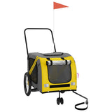 Pet Bike Trailer Yellow and Grey Oxford Fabric and Iron 93903