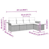Outdoor Sofa with Cushion 5 pcs Black Poly Rattan 3345317