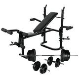 Weight Bench with Weight Rack, Barbell and Dumbbell Set 60.5kg 275363
