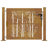 Garden Gate 100x100 cm Corten Steel Bamboo Design 153185