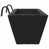 Planters with hooks 2 pcs Black Poly Rattan 366398