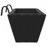 ZNTS Planters with hooks 2 pcs Black Poly Rattan 366398