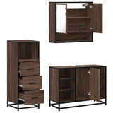 3 Piece Bathroom Furniture Set Brown Oak Engineered Wood 3301064