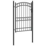 Fence Gate with Lock Grey 200 x 100 cm Powder-coated steel 42008976