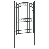 Fence Gate with Lock Grey 200 x 100 cm Powder-coated steel 42008976
