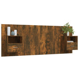 Bed Headboard with Cabinets Smoked Oak Engineered Wood 3115697