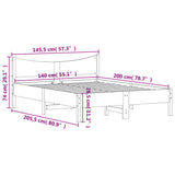 Bed Frame without Mattress White 140x200 cm Solid Wood Pine 844726