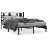 Metal Bed Frame without Mattress with Headboard Black 120x190cm 376321
