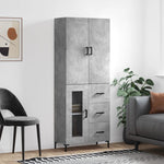 Highboard Concrete Grey 69.5x34x180 cm Engineered Wood 3195959