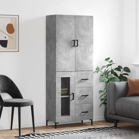 Highboard Concrete Grey 69.5x34x180 cm Engineered Wood 3195959