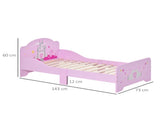 Kids Bed Princess Castle Theme w/ Side Rails Slats Home Furniture for 3 - 6 Yrs Pink 143 x 73 x 60 T3398P347663