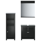 3 Piece Bathroom Furniture Set BERG Black Solid Wood Pine 3206497