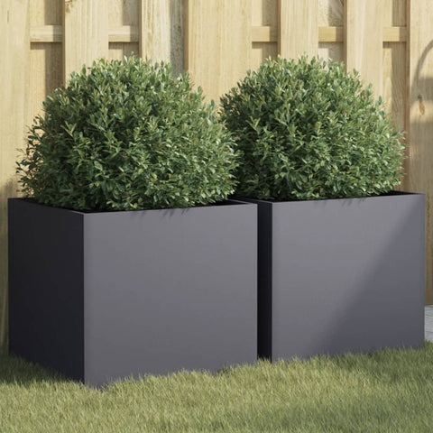 Planters 2 pcs Anthracite 42x40x39 cm Steel 841552