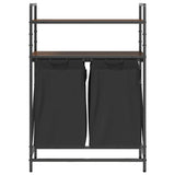 Laundry Basket 2 Compartments with Shelves Brown Oak 859089