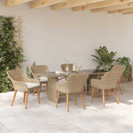 Garden Dining Set with Cushion 7 pcs Beige Poly Rattan 3261629