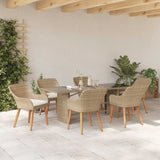 Garden Dining Set with Cushion 7 pcs Beige Poly Rattan 3261629