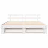 Bed Frame with Headboard White 200 x 200 cm Solid Pine Wood 3385671