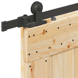 Sliding Door with Hardware Set 90x210 cm Solid Wood Pine 3332721
