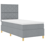 Box Spring Bed with Headboard Light grey 100 x 200 cm Fabric 3339672