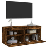 TV Wall Cabinet with LED Lights Smoked Oak 100x30x40 cm 837215