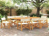 8 Piece Folding Garden Chairs Cream White Fabric 3208918