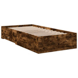 Bed Frame with Drawers without Mattress Smoked Oak 75x190 cm Small Single 3280444