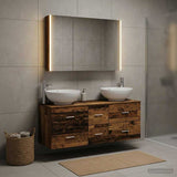 Bathroom Furniture Set 4 pcs Old Wood Engineered Wood and Glass 3406989