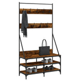 Clothes Rack with Shoe Storage Smoked Oak 100x40x184 cm 837849